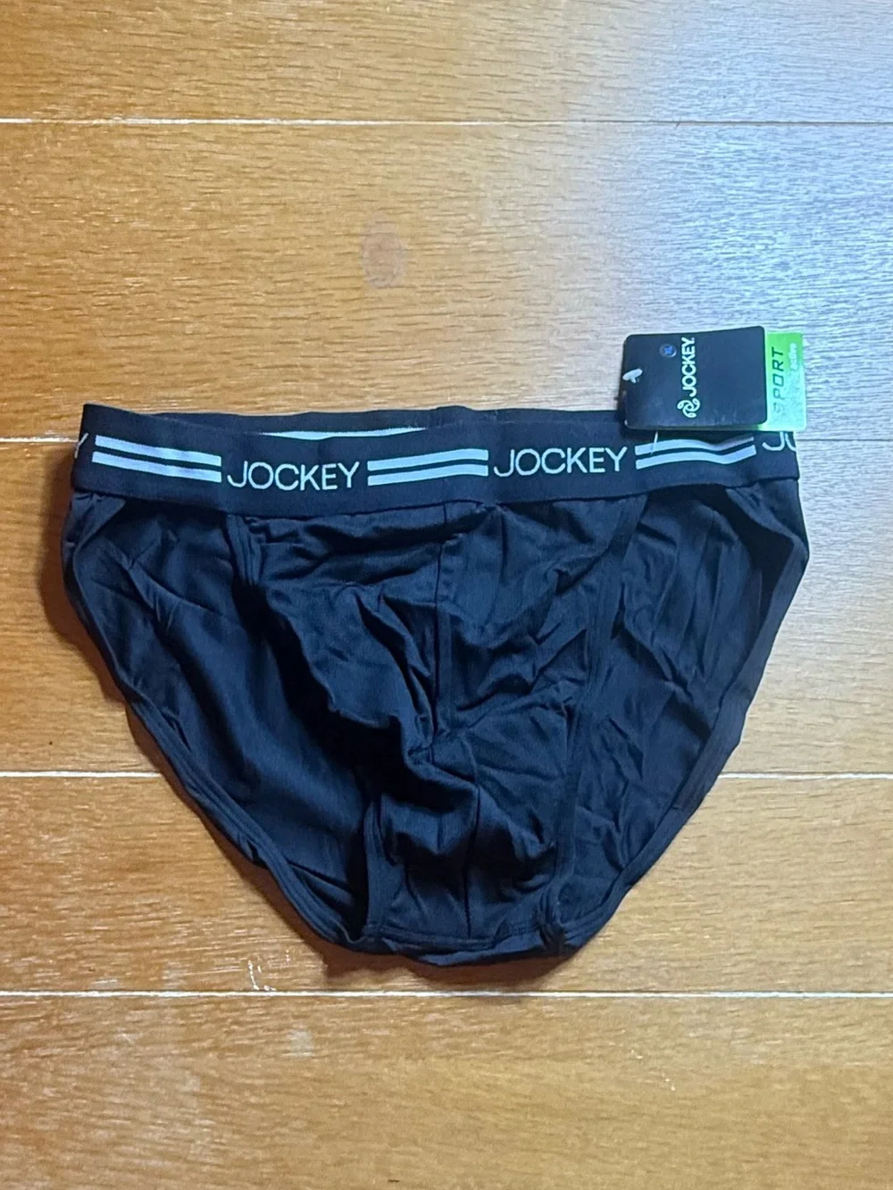 Men’s Jockey Black String Bikini Briefs with Contrast Waistband XL
